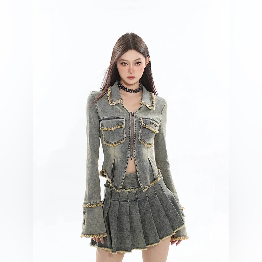 Aelfric Eden Distressed Denim Crop Jacket Top